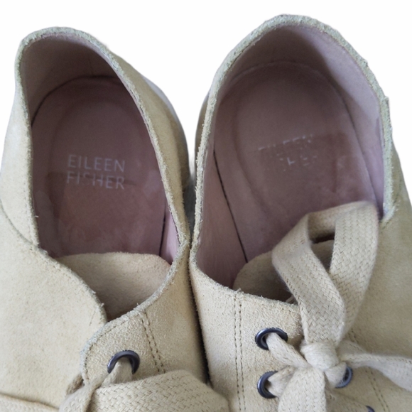 Eileen Fisher Pale Yellow Low Top Suede Sneakers - Picture 6 of 8
